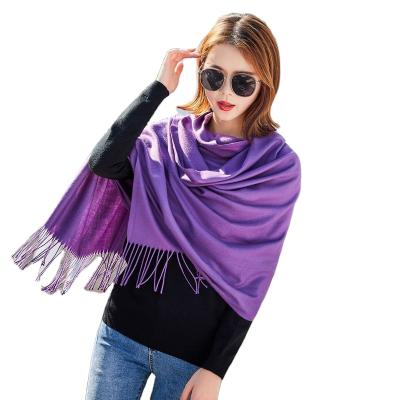 China Latest Fashion Wholesale Fashion Lady Warm Long Color Shawl 100% Pure Polyester Winter Scarf For Women for sale