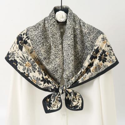 China Square Ready To Ship Floral Print Luxury Twill Spring Vintage Square Scarves Women Accessories Silk Love Neck Scarf for sale