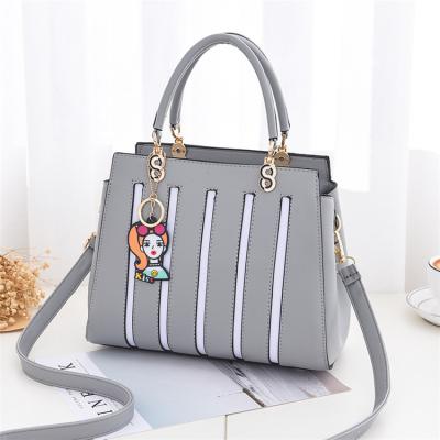 China Lady New Product Women's Leather Satchel Bag Striped Pattern PU Tote Shoulder Ladies Handbags for sale