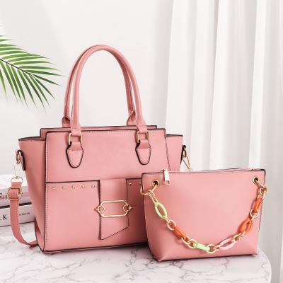 China Fashion 2021Sac Main Fancy A Woman Style Fashion Ladies Handbags 2pcs Sets Women Leather Handbags for sale