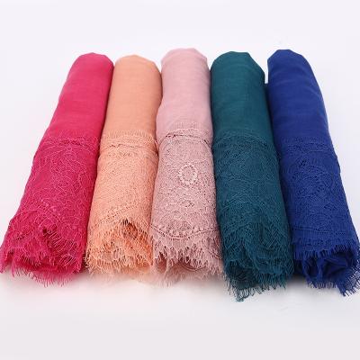 China Main Use Cotton Lace Hijab Scarf Hot Selling High Quality Solid Color Shawl For Lady for sale