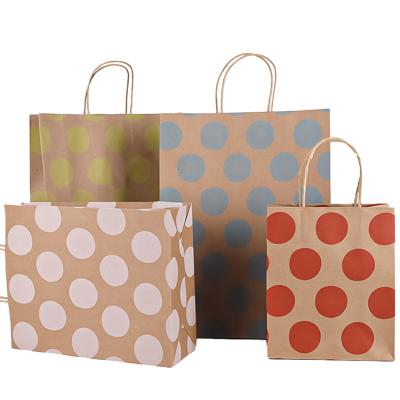 China Custom Luxurious Recyclable Large Capacity Kraft Paper Professor Polka Dot Gift Bags With Logo For Party for sale