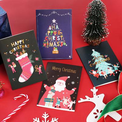 China Europe New Vintage Cute Merry Christmas DIY Cartoon Holiday Blessing Message Christmas Eve Cards for sale