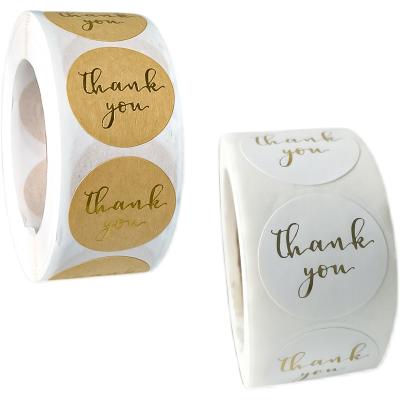 China Waterproof Custom Kraft Paper Embossed Gold Foil Labels Stickers Roll Printing Thank You For Your Order For Cosmetic Food Box Stickers for sale