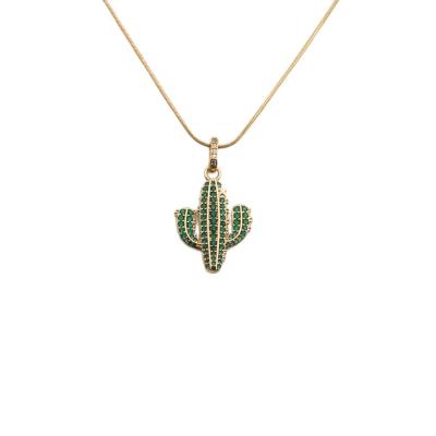 China FASHIONABLE N102 European and American hot-selling three-dimensional gold-plated pendant necklace bone snake real cactus necklace chain for sale