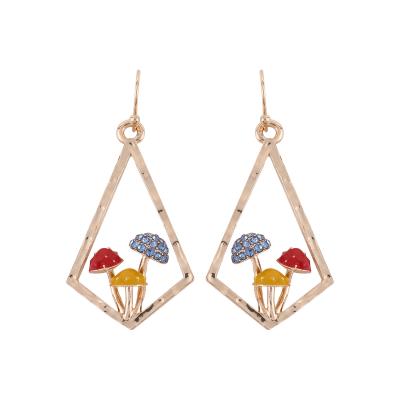 China FASHIONABLE Wholesale Red E452 Mushroom Shape Copper Geometric Copper Diamonds Earrings Shape Cheap To Dangle Drop Studs Earrings For Women for sale