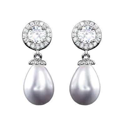 China ES035 TRENDY fashion dangle waterdrop pearl earrings real gold plated charm studs earrings jewelry for sale