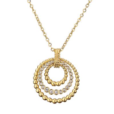 China Latest Design NS003 FASHIONABLE Hollow Round Copper Pendant Necklace Hip Hop Popular 18k Gold Necklace Jewelry for sale