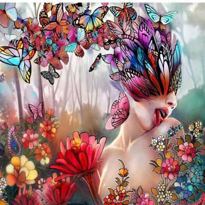 China Wholesale Home Decor Diamond Painting Butterfly Girl DIY 5D Diamond Painting Custom CLASSIC for sale