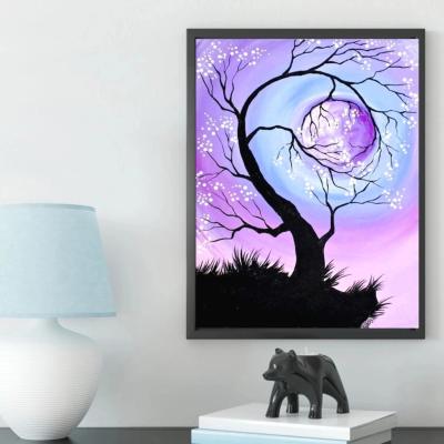 China Custom Diy Diamond Painting Set Wall Art Abstract Room Picture Landscape Landcsape Moon Tree Life Wholesale CLASSIC Decor for sale