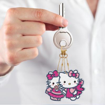 China 5D Diamond Art Keychain Keychain Decoration with Key Chain Diamond Embroidery Keyring from Diamond Hellokity Keychain Set Light Customization Handicraft for sale