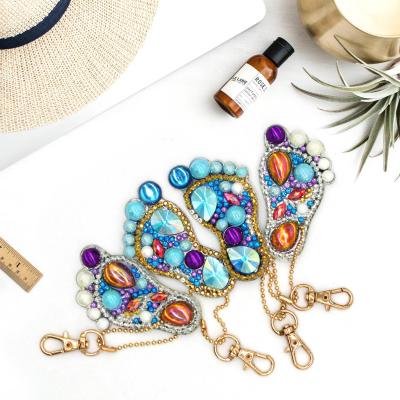 China 5pcs/set 5D Diamond Art Keychain Decoration Open Cute Feet Diamond Ornaments Handwork Key Chain Diamond Embroidery Bag Set Keychainornaments for sale