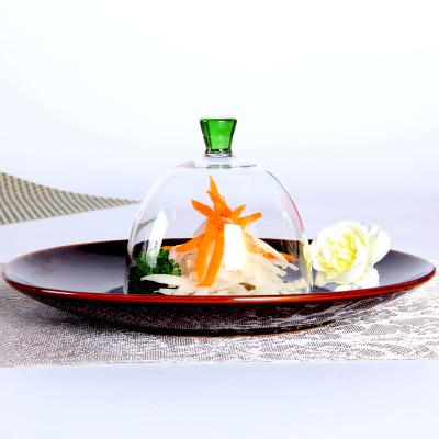 China China glass dome with green glass ball top for soft food cloche cover can be customized glass tableware cookware for sale