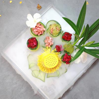 China Viable Artistic Design Dry Ice Smoking Molecular Acrylic Square Acrylic Food Cold Dish Flat Plate Tableware Cookware for sale