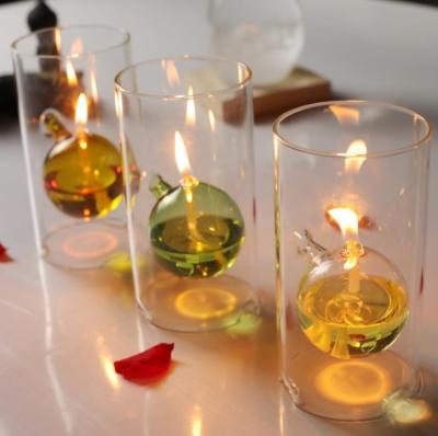 China Romantic Home Creative Candlelight Dinner Decoration Oil Lamp Smokeless Glass for sale