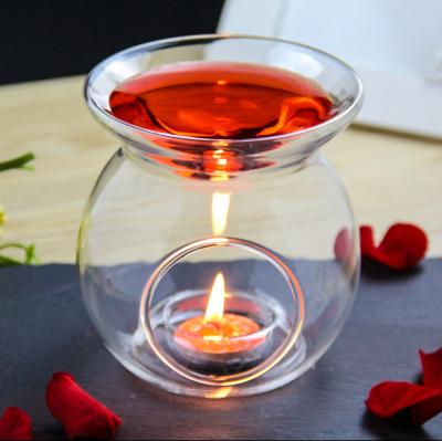 China Home Decoration Home Transparent Glass Aromatherapy Lamp Candle Decorative Glass Oil Lamp Glass Candlestick for sale