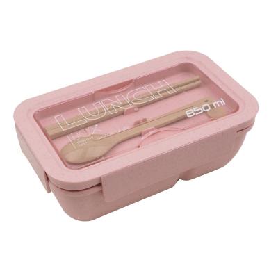 China Modern Fiber Children's Single Layer Plastic Crisper Sealed Straw Wheat Lunch Box Bento Wheat Lunch Box for sale