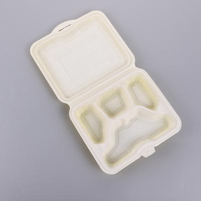 China Environmental Friendly and Degradable Degradable Lunch Box Fast Food Take Out Lunch Box Multigrid 4 Grid Disposable Starch Bowl for sale