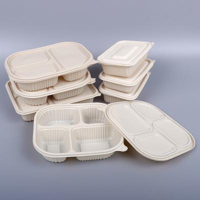 China Eco Friendly Disposable Biodegradable Meal Box Grid Square Cornstarch Environmental Protection Fast Food Box Bento Box for sale