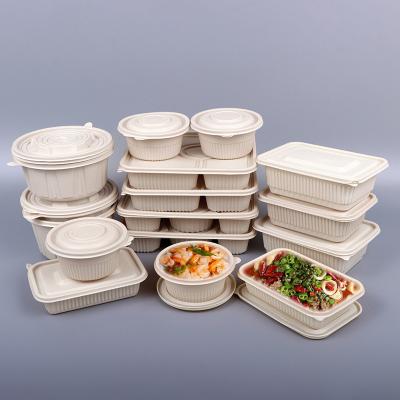 China Eco Friendly Disposable Cornstarch Meal Box Biodegradable Grill Round Environmental Protection Fast Food Box for sale