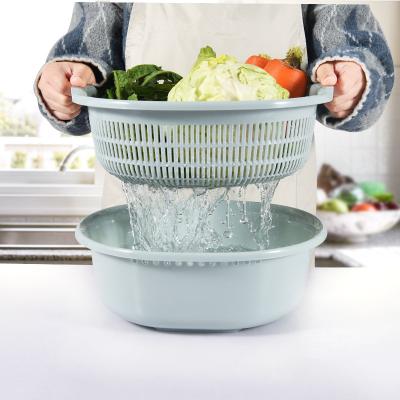 China Kitchen Supplies Double-Layer Fruit Dish Large Basin Household Hollow-out Fruit Baskets Kitchen Drain Basket for sale