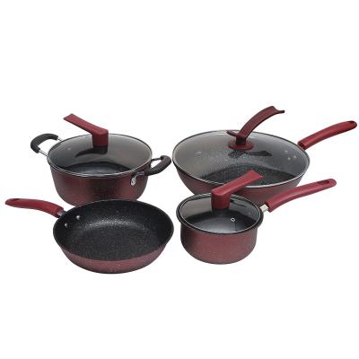 China Uncoated Uncoated Non-Stick Pot Gas Stove Induction Cooker Universal Cookware Set Sustainable Four-Piece Frying Pot for sale