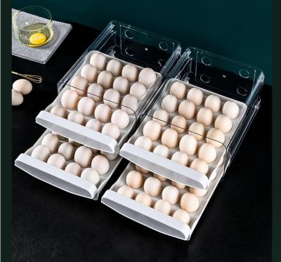 China Double-Layer Transparent Egg Box Food Grade Freshness Preservation Refrigerator Storage Box Drawer Type Fresh-keeping Box for sale