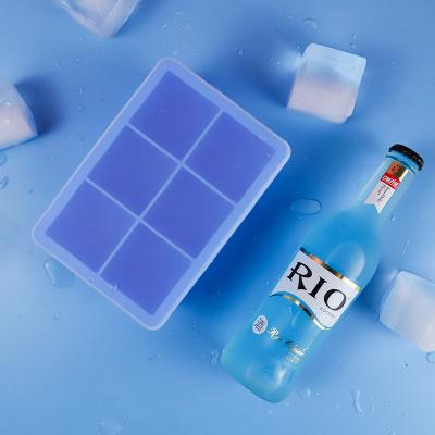 China Modern 6 Grid Ice Cube Mold Household Silicone Ice Cube Box With A Cover Refrigerator Ice Cube Box for sale