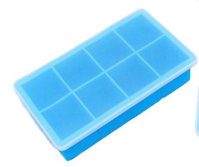 China Modern 8 Grid Ice Cube Tray Household Silicone Ice Cube Box With A Cover Refrigerator Ice Cube Mold for sale