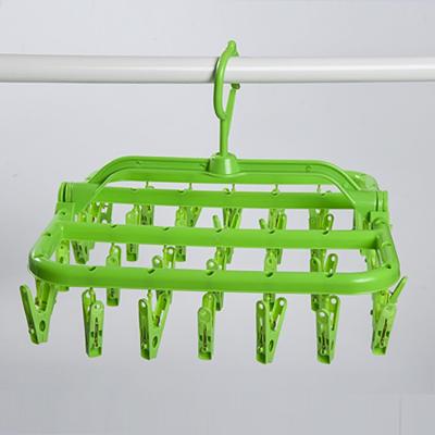 China Multi-clip / Multi-clip 32 Folding Staple Rotating Hanger Square Multi Head Thickened Drying Rack Kids Adult Plastic for sale