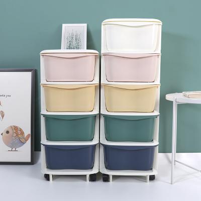 China Nordic Plastic Storage Cabinet Stocked Thickened Toy Multi-layer Storage Baby Assembly Drawer Cabinet Organizer Locker for sale