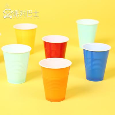 China Single Stain Goods 8 Two Color Layer Tableware Birthday Event Dress Up Cold Drinks PP Plastic Cup Supplies for sale