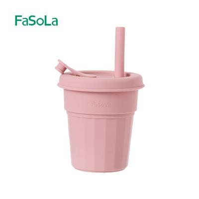 China Sustainable Hot Selling Amazon Silicone Mug With Straw Children's Cups Coffee Mug for sale