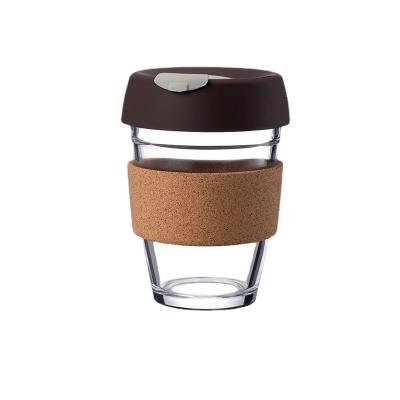 China Viable Cork 12oz Non-Slip Coffee Mug Silicone Cover Glass Coffee Cup Cover for sale