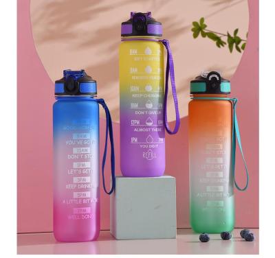 China Amazon Gradient Color 1000ml Straw Drink Cup Student Mug Modern Hot Selling Outdoor Sports Plastic Bottle for sale