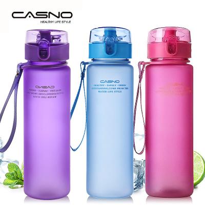 China 560ml Stocked Frosted Sports Cups Plastic Convenient Cup Portable Student Kettle With Lid Sports Bottle for sale