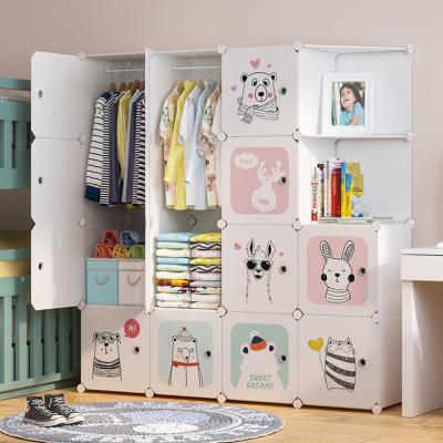 China Modern Simple Home Bedroom Children's Wardrobe Eco-Friendly Kids Collected Simple Plastic Storage Cabinet for sale