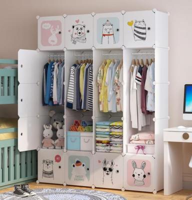 China Modern Simple Home Children's Wardrobe Eco-Friendly Kids Collected Simple Plastic Storage Cabinet for sale