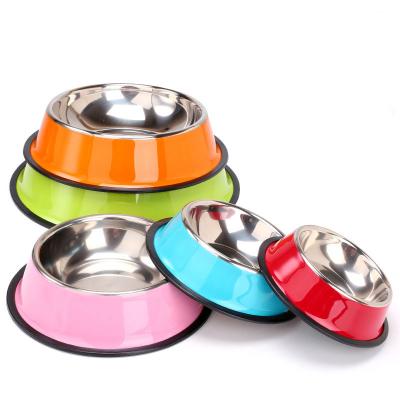 China Stocked Small Pet Bowl Dog Pet Food Utensils Stainless Steel Solid Color for sale