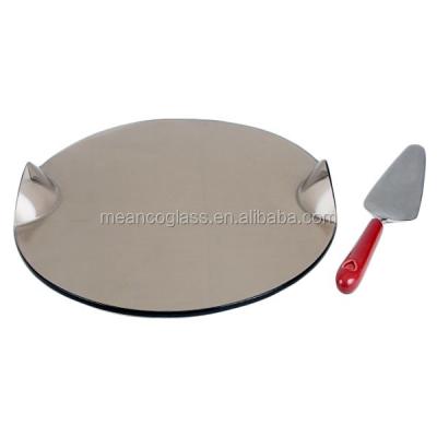 China Sustainable Refractory Safe Glass Pizza Baking Tray for sale