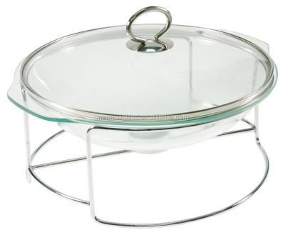 China Tempered Glass Catering Glass Chafing Dish With Glass Lid For Hotel for sale