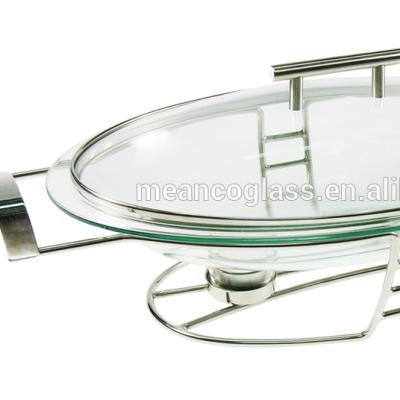 China Clear Glass Chafing Dish for Kitchen Oval for sale