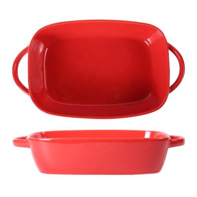 China Simple Viable Bright Ceramic Pasta Dish Cheese Dish Barbecue Tableware Baking Tray for sale