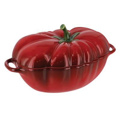 China Small Viable Ceramic Tomato Casserole Bakeware 16 oz Red Ceramic Pot for sale