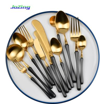 China Sustainable Luxury Cutlery Plated Gold Spoon And Fork Set 304 Stainless Steel Gold Flatware for sale