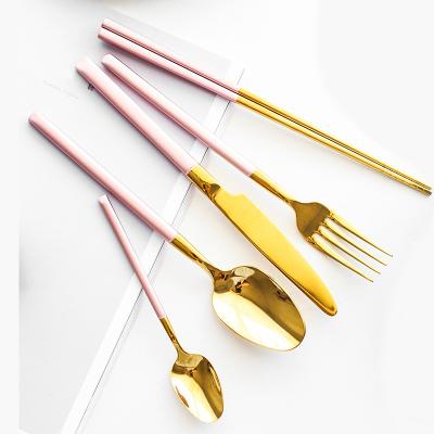 China MY304-G Viable Gold Cutlery Set Stainless Steel Spoon Fork Knife Rose Gold Flatware Set for sale