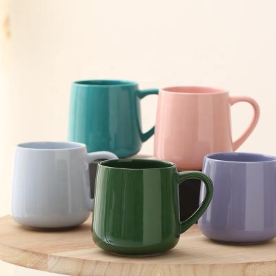 China Viable Ceramic Cup Office Home Drinkware Gloss Color Ins Creative Couple Mugs Large Capacity Customization for sale