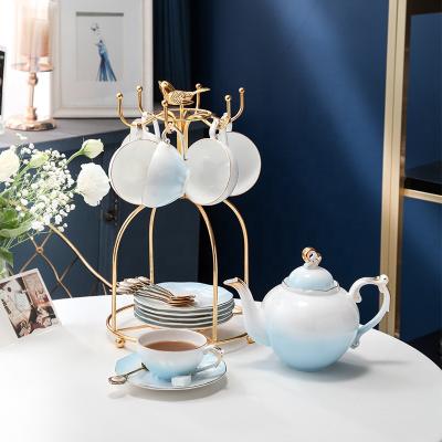 China Viable European Bone China Coffee Cup Tray Plate Dish Ceramic Exquisite Afternoon Tea Set Drinkware for sale