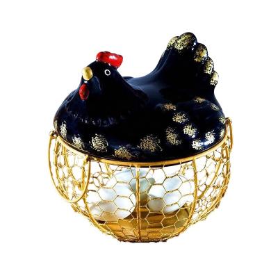 China Creative Kitchen Ceramic Decoration Basket Storage Freshness Preservation Iron Kitchen Fruits And Vegetables for sale