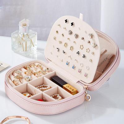 China Creative Earring Ring Lipstick Necklace Storage Boxes Custom Logo Semicircle Stud For Gift Box Jewelry PU Leather Packaging Storage Box for sale